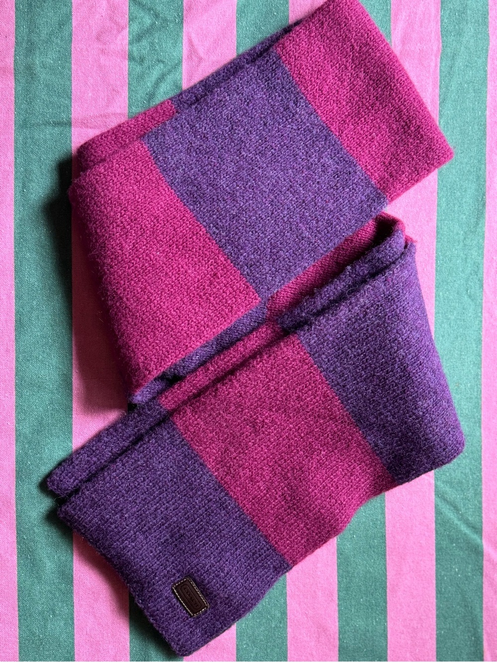 COACH 100% WOOL scarf pink purple